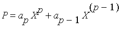 P = a[p]*X^p+a[p-1]*X^(p-1)
